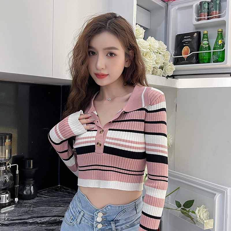 Knitted short tops Korean style bottoming shirt