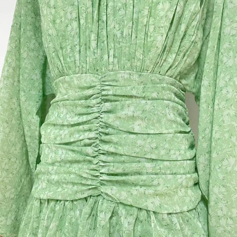Fold floral green T-back pastoral style) cake dress