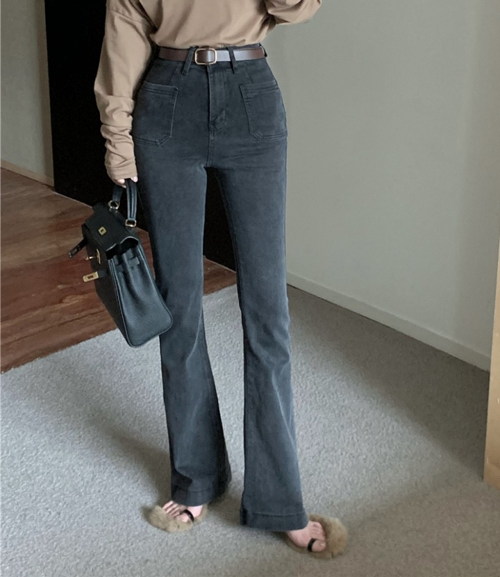 High waist with belt spicegirl slim jeans for women