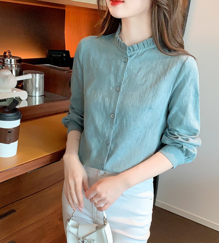 Cstand collar slim tops autumn shirt for women