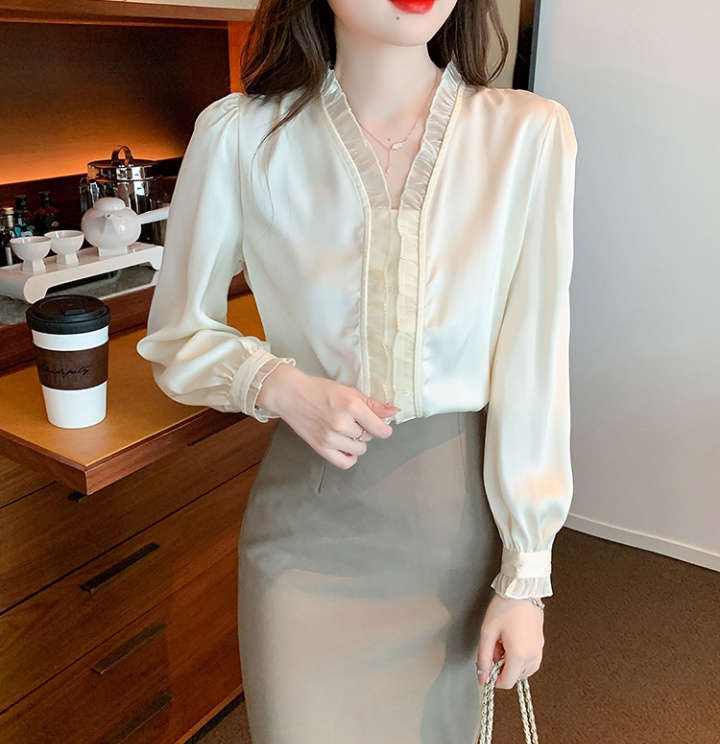 Autumn long sleeve tops France style shirt for women