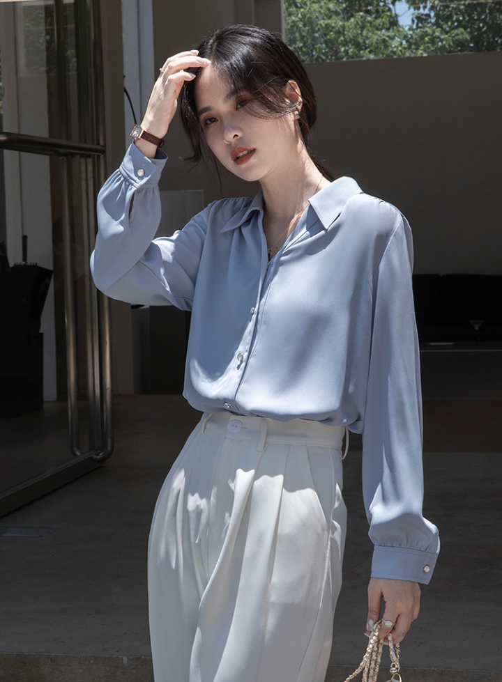 France style white profession shirt V-neck fold tops