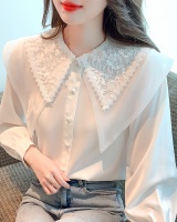 White small fashion doll collar long sleeve shirt for women