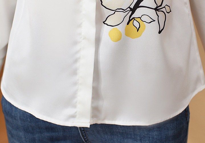 Temperament long sleeve shirt white real silk tops