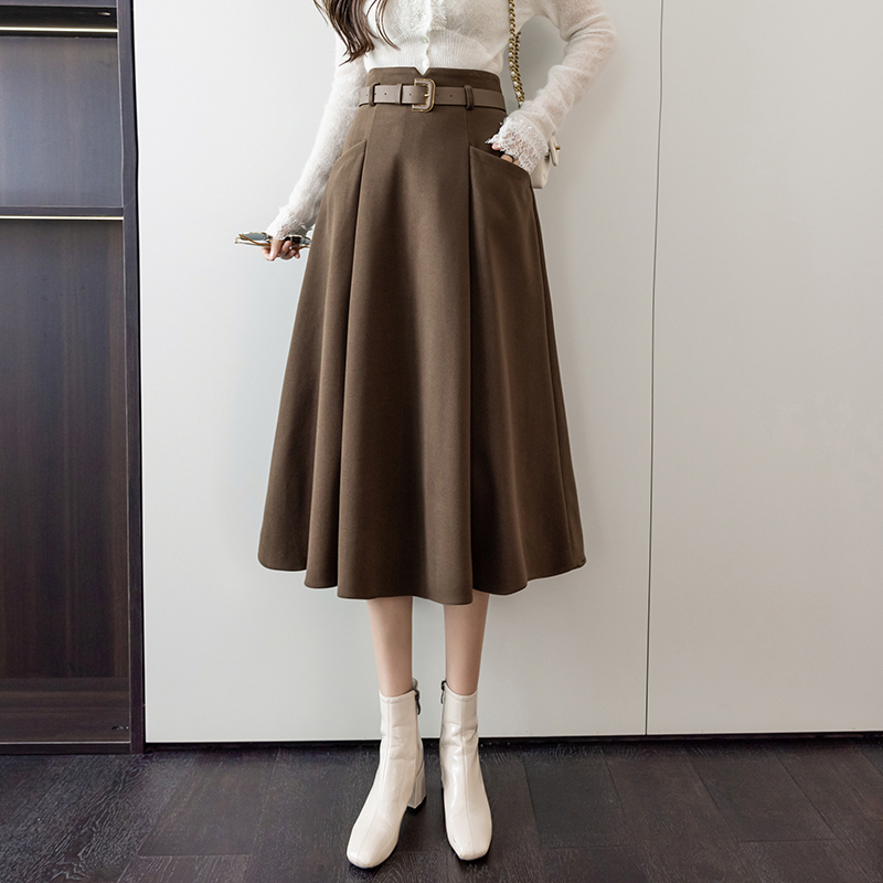 Woolen big skirt skirt all-match long skirt for women