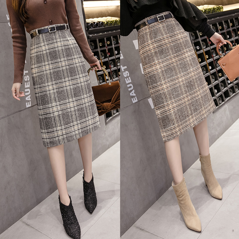 Plaid autumn and winter short skirt all-match skirt