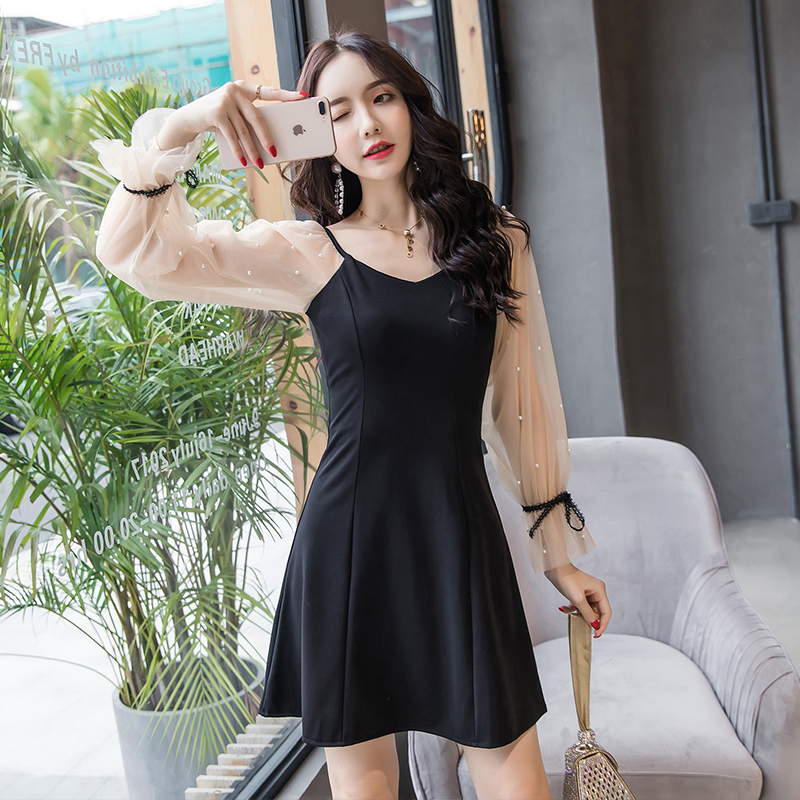 Splice beading dress autumn and winter ladies jumpsuit