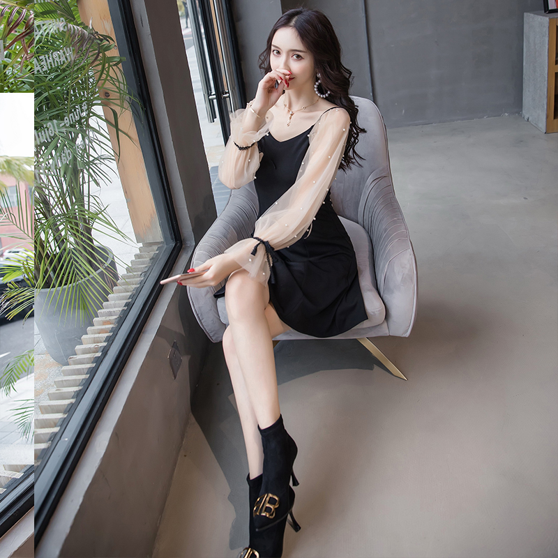 Splice beading dress autumn and winter ladies jumpsuit