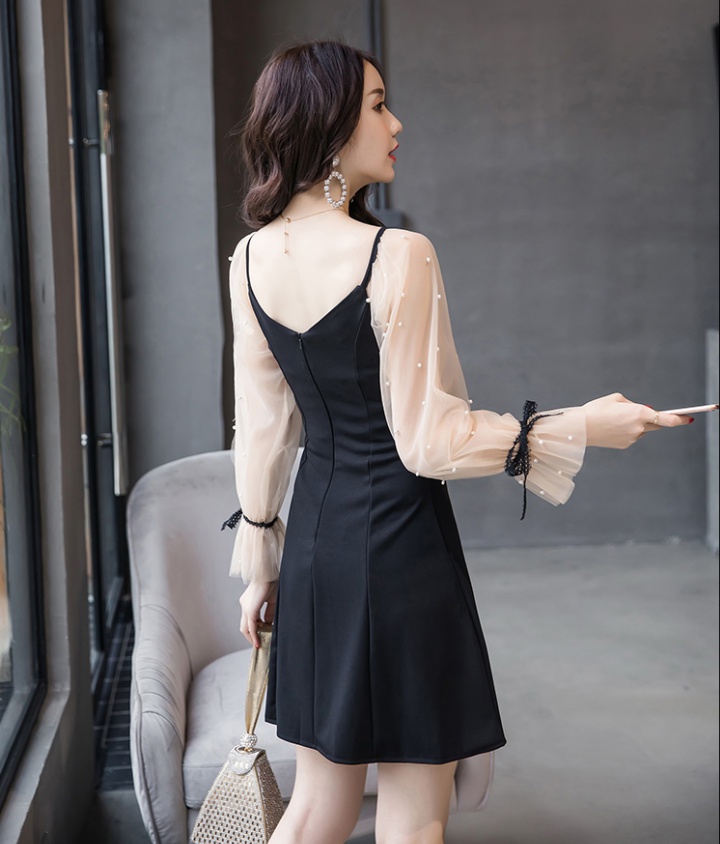 Splice beading dress autumn and winter ladies jumpsuit