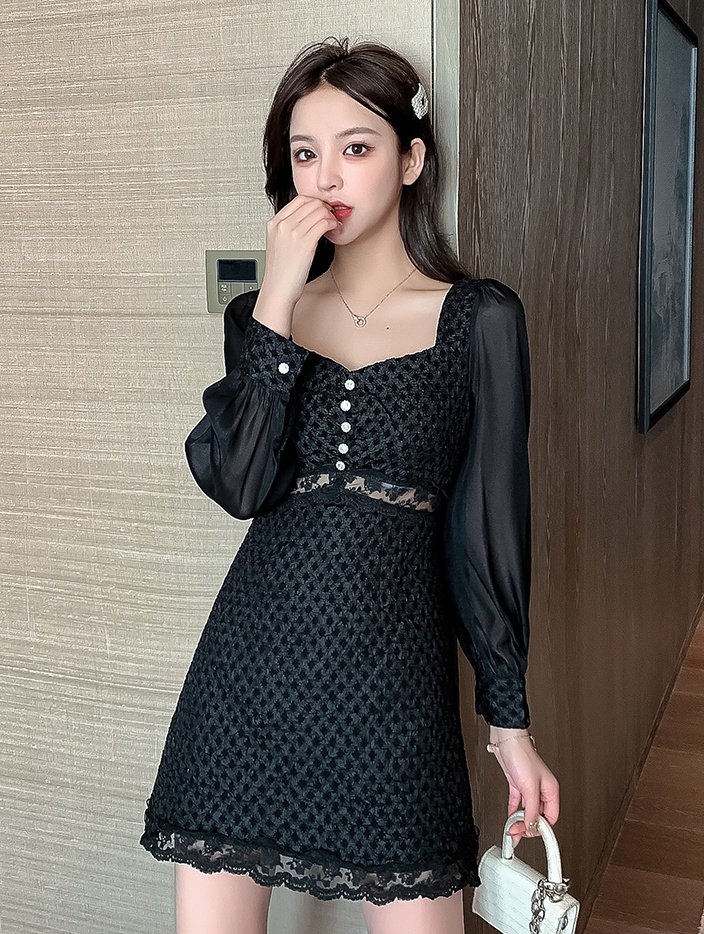 Korean style temperament splice dress for women