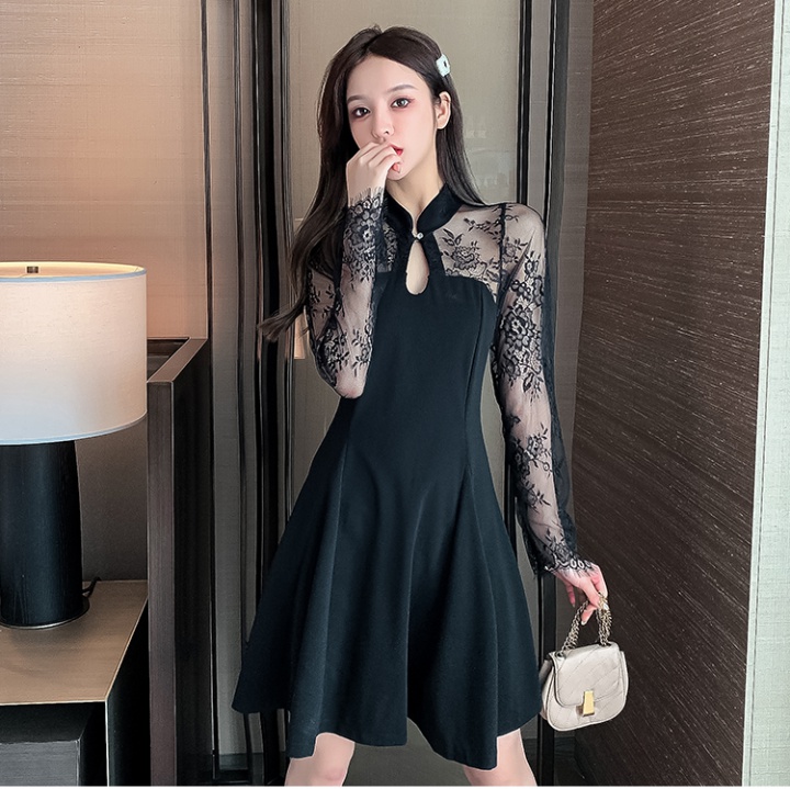 Lace splice temperament Korean style dress