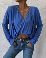 Autumn and winter tops V-neck T-shirt for women