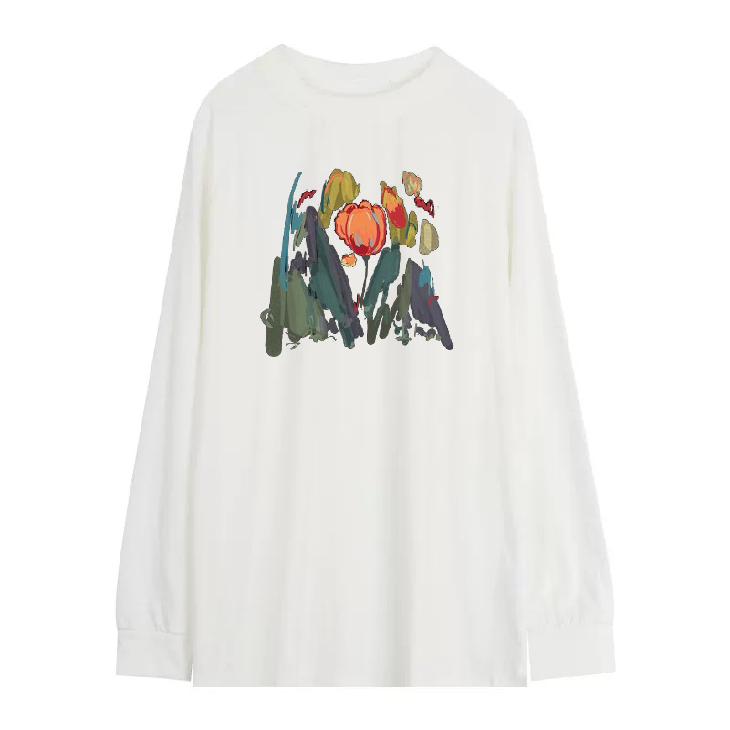 Loose white bottoming shirt autumn opaque T-shirt