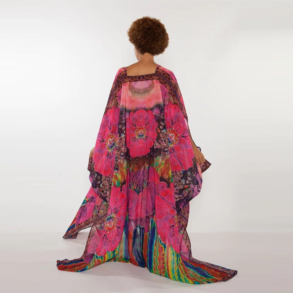 Fashion many printing windbreaker chiffon coat for women