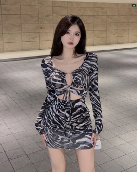 Long sleeve tight spicegirl hollow printing dress for women