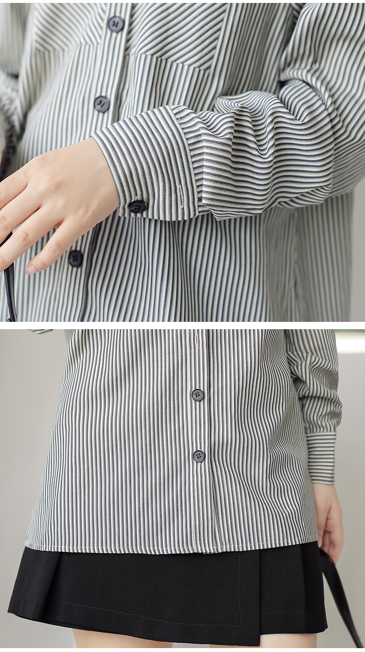 Stripe long sleeve shirt strapless lazy tops
