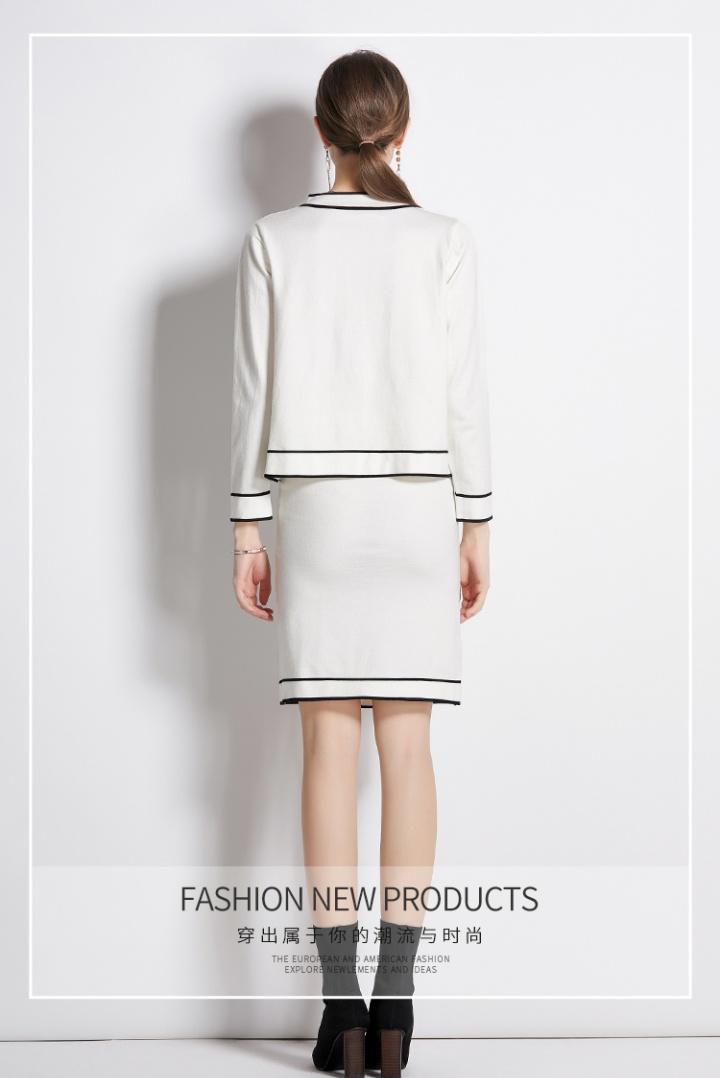 Fashion and elegant knitted tops short skirt 2pcs set
