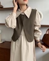 Korean style waistcoat simple dress 2pcs set