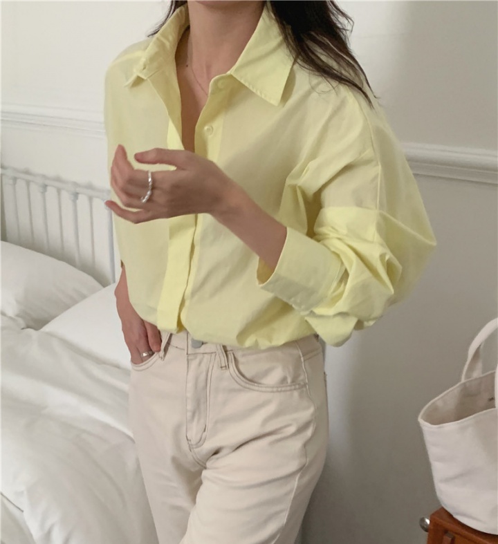Long sleeve loose Korean style all-match simple shirt
