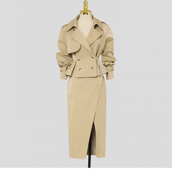 Pinched waist coat slim short skirt 2pcs set for women