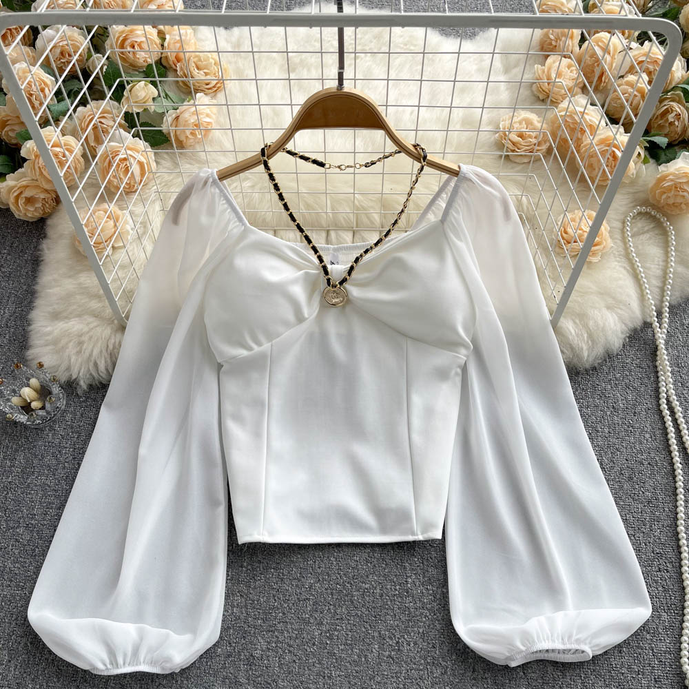 White long sleeve shirt autumn tops for women