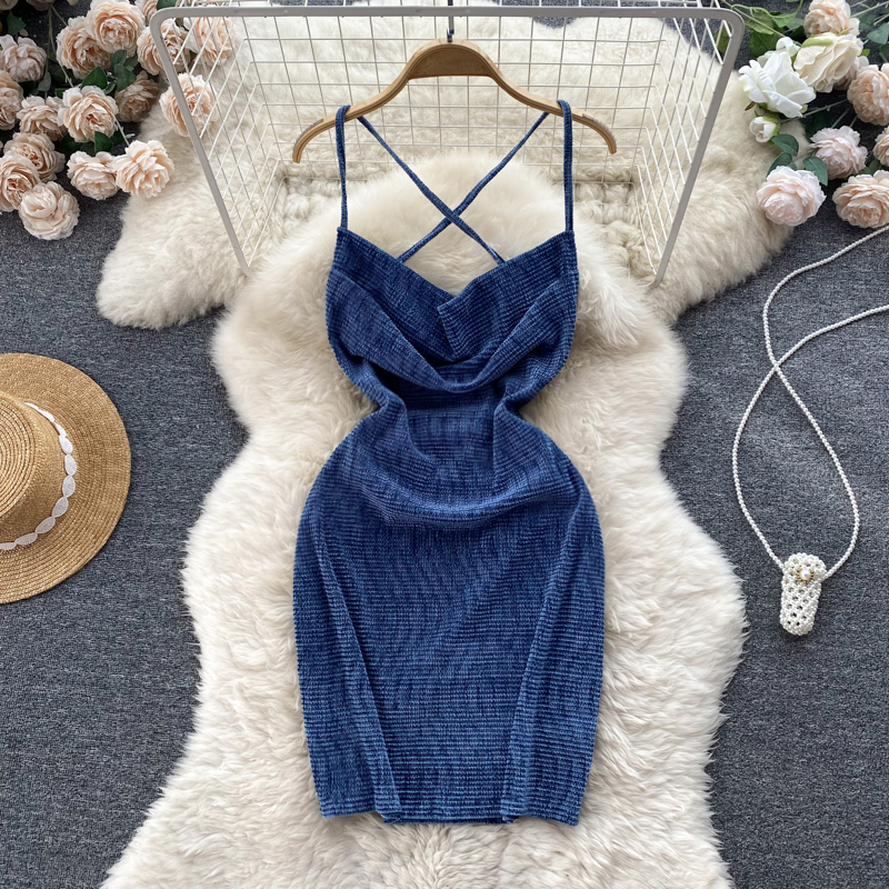 Seaside vacation knitted temperament dress for women