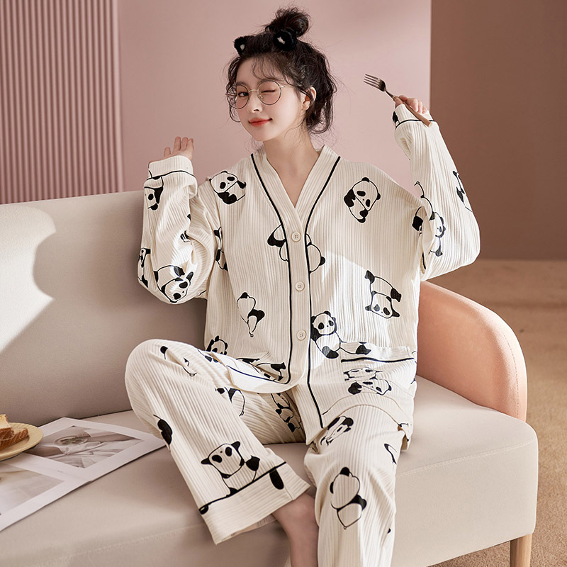 Long sleeve cardigan homewear pajamas 2pcs set