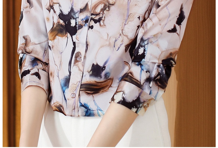 Ink printing silk shirt autumn fashion tops for women