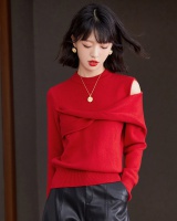 Strapless France style lazy autumn sweater for women