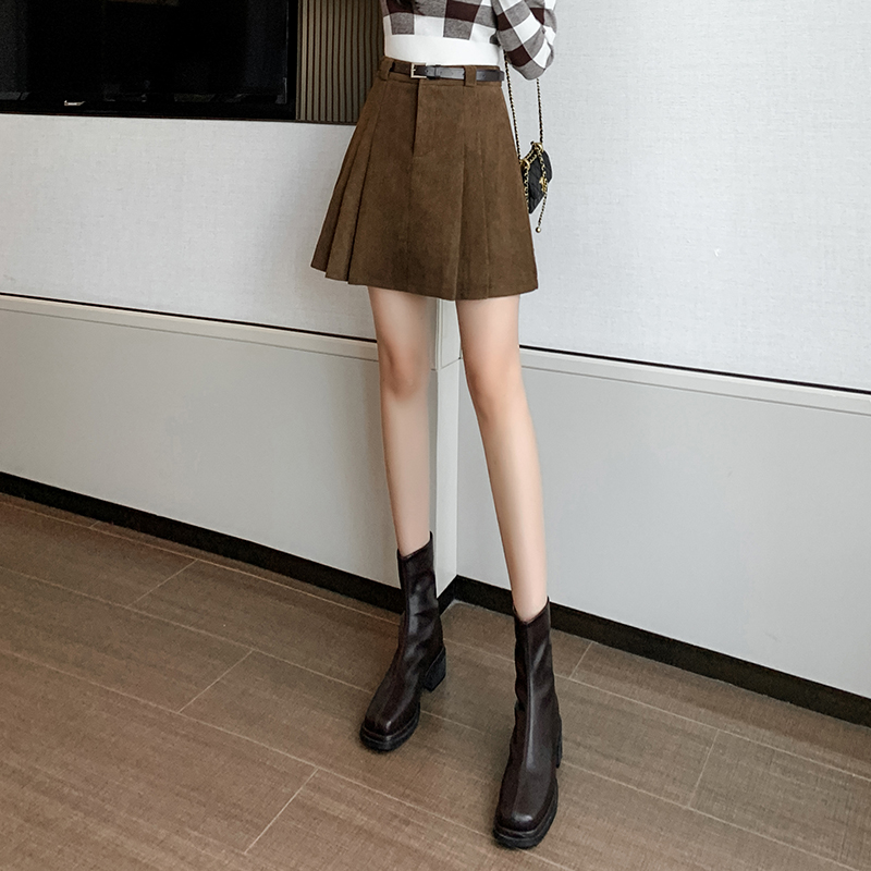 High waist anti emptied short skirt woolen corduroy shorts