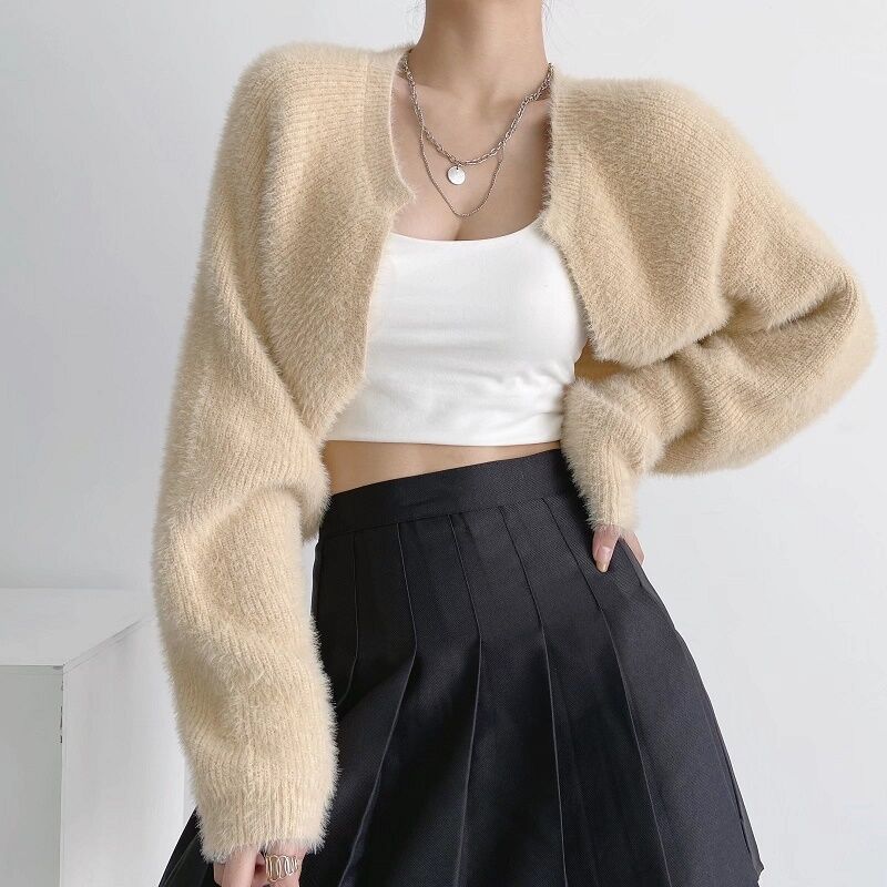 Short outside the ride Korean style coat lazy knitted cardigan