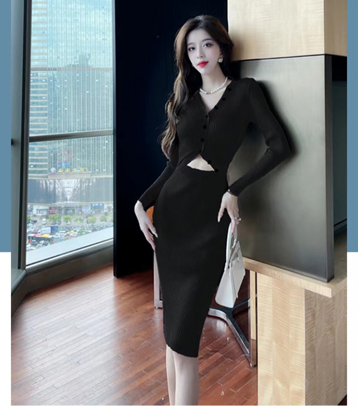 Package hip knitted ladies slim sexy long dress for women