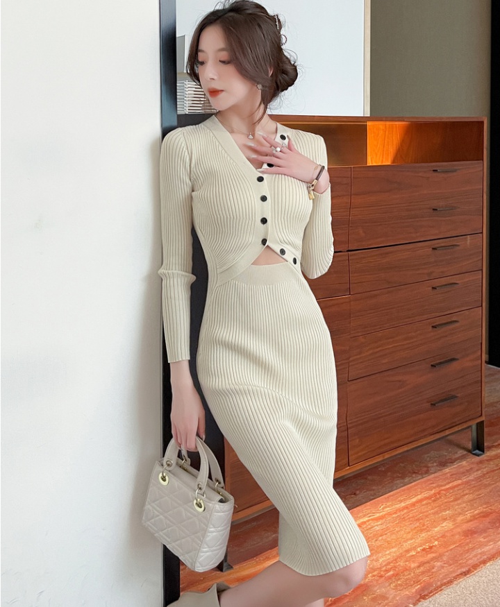 Package hip knitted ladies slim sexy long dress for women