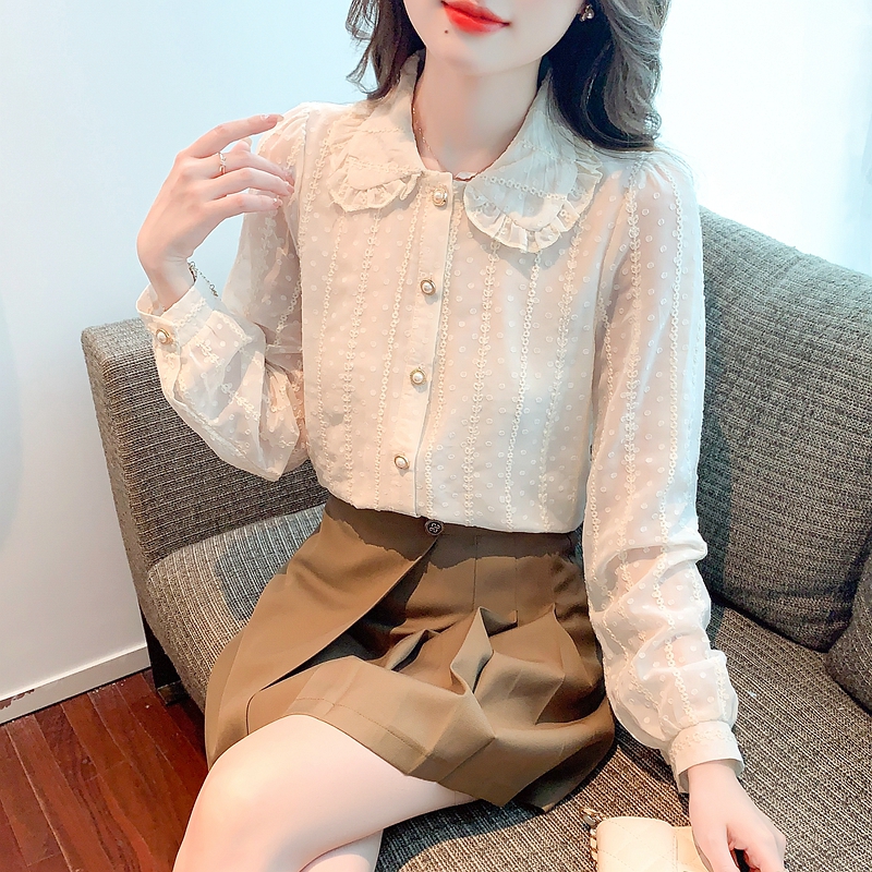 Doll collar chiffon small shirt fashion shirt for women