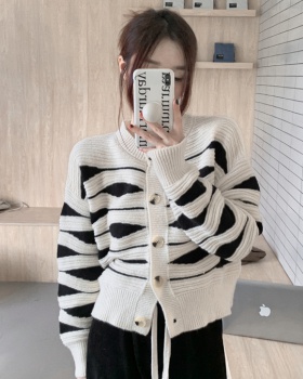 Wave patterns knitted sweater autumn lazy cardigan for women