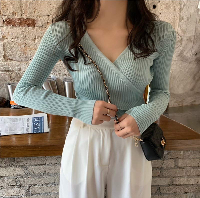 Cross long sleeve sweater pullover simple tops