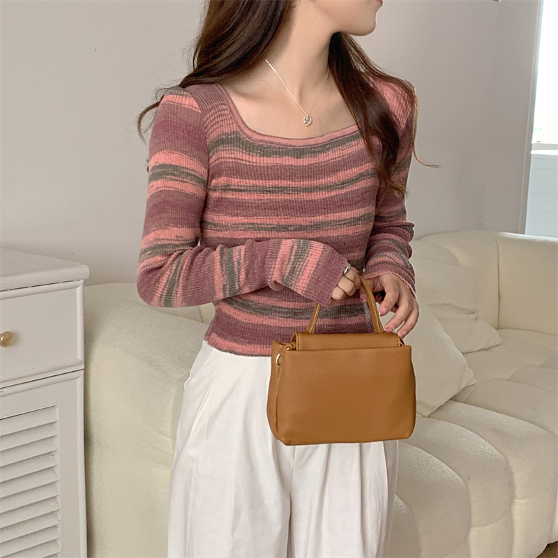 Autumn long sleeve knitted slim bottoming shirt