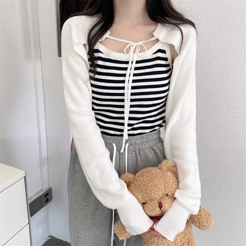 Long sleeve frenum vest autumn cardigan 2pcs set