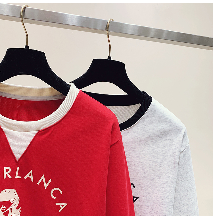 Long sleeve printing tops letters hoodie for women