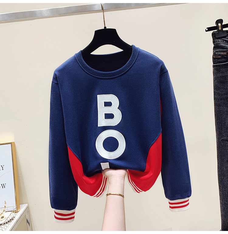 Embroidery Casual letters tops loose all-match hoodie for women