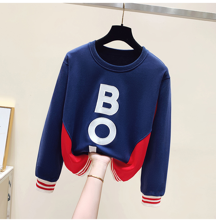Embroidery Casual letters tops loose all-match hoodie for women