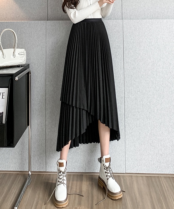 Autumn slim pleated high waist retro skirt for women