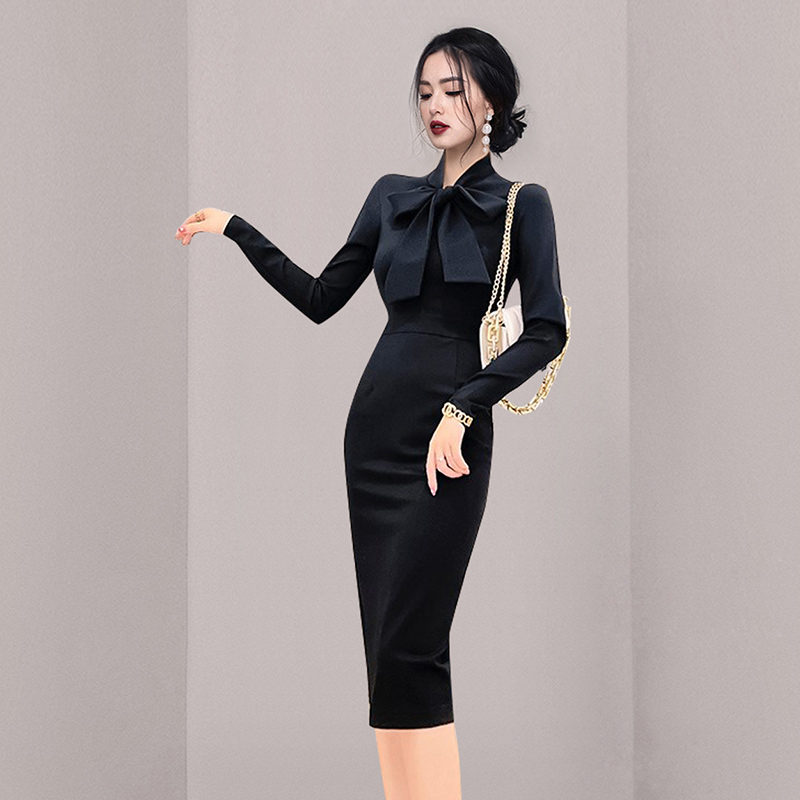 Package hip long sleeve bottoming dress