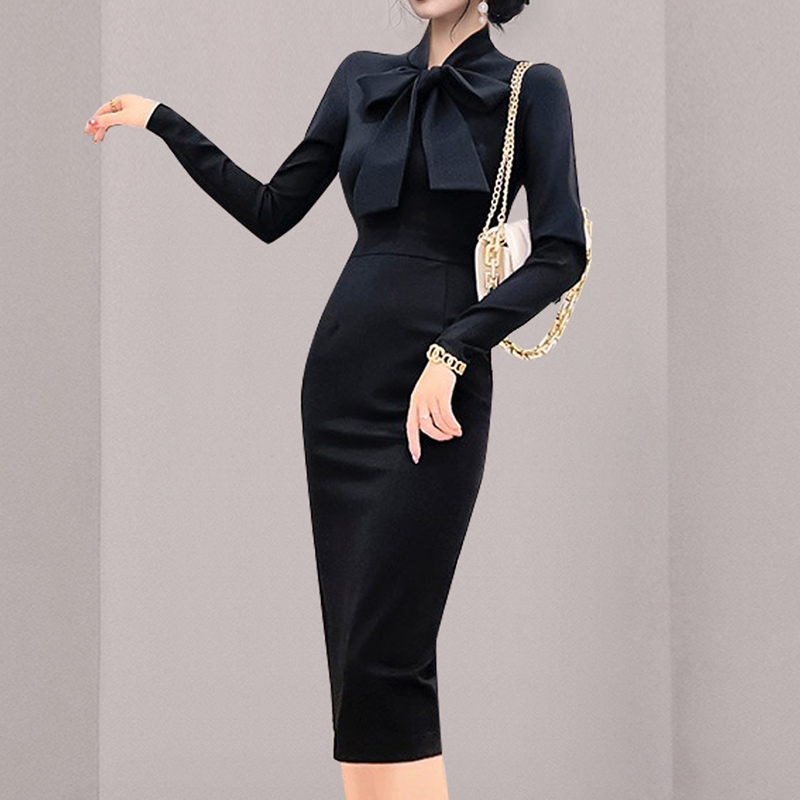 Package hip long sleeve bottoming dress
