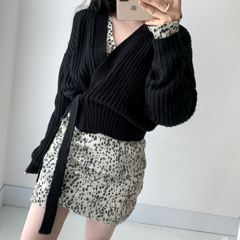 Lazy Korean style cardigan frenum knitted sweater