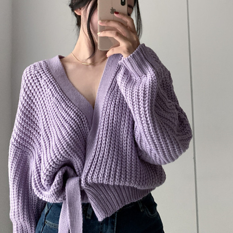 Lazy Korean style cardigan frenum knitted sweater