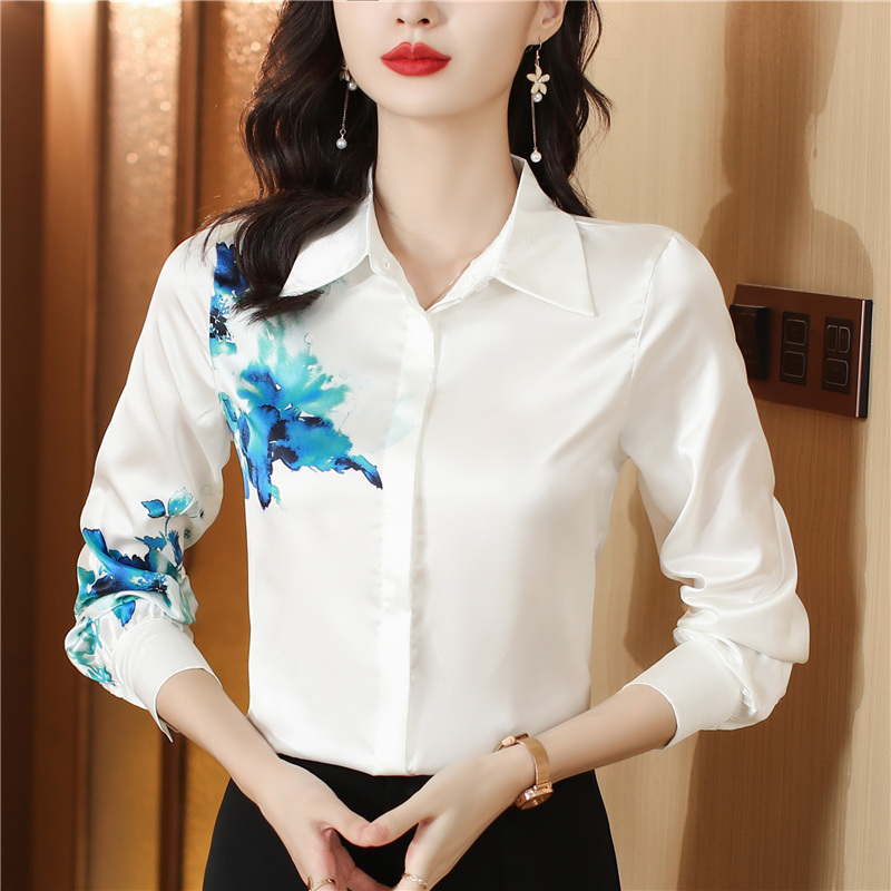 Real silk printing colors all-match commuting shirt