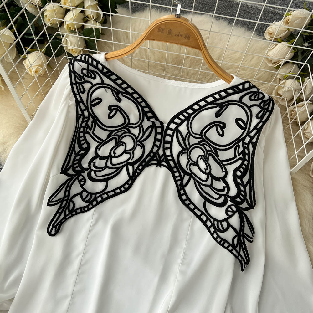Autumn retro shirt butterfly lantern tops for women