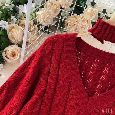 Retro long sleeve twist tops tender autumn sweater for women