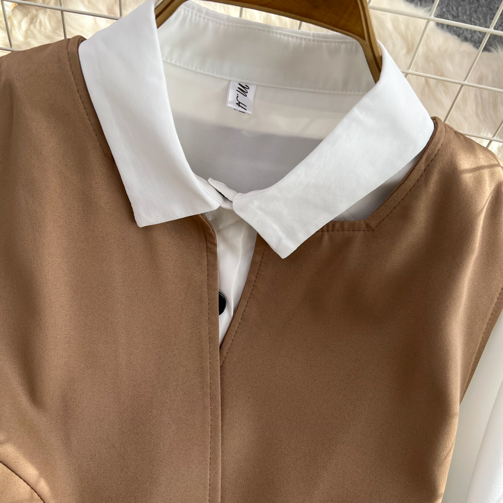 Lapel loose shirt temperament coat 2pcs set for women